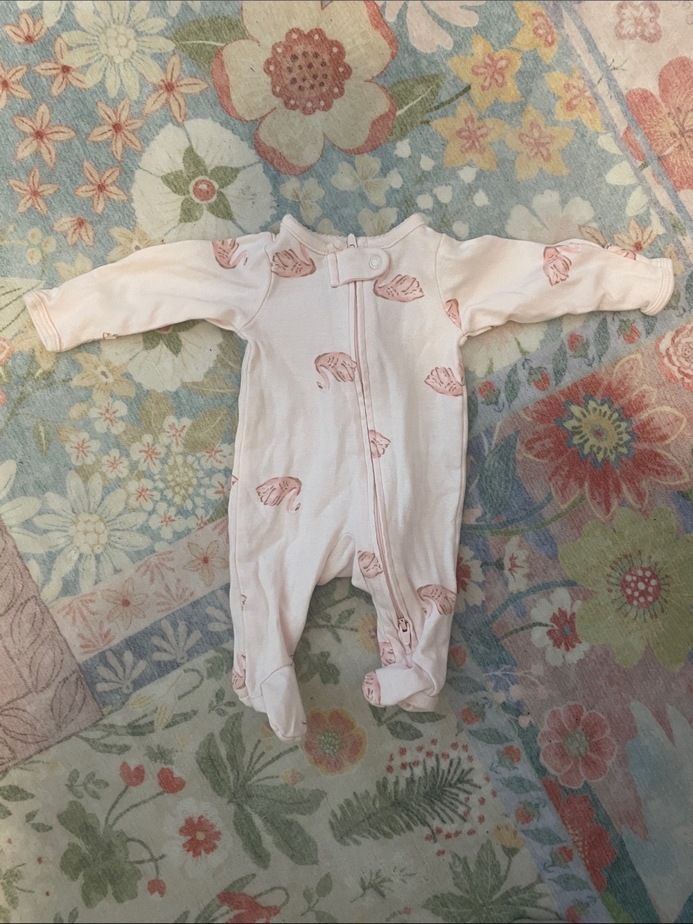 Carter's Pale Pink Shell-Print Footed One-Piece